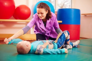 A child with Erbs Palsy in occupational therapy